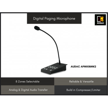 AUDAC Digital Paging Microphone for 8 Zones