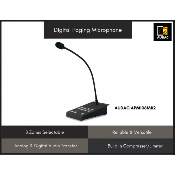 AUDAC Digital Paging Microphone for 8 Zones