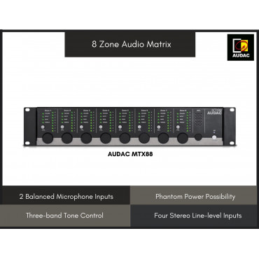 AUDAC 8 Zones Digital Audio Matrix Processor MTX88