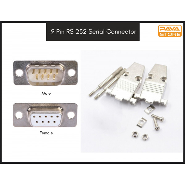 9 Pin RS 232 Serial Connector with Metal Alloy Casing